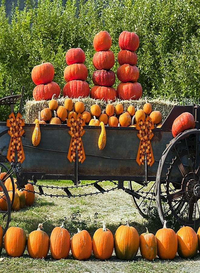 ABTOLS Large Fall Bow for Wreath, Autumn Pumpkin Wreath Orange Black Buffalo Plaid for Front Door, Farmhouse Burlap Ornament Tree Topper for Thanksgiving Farm Indoor Outdoor Decor - Image 4